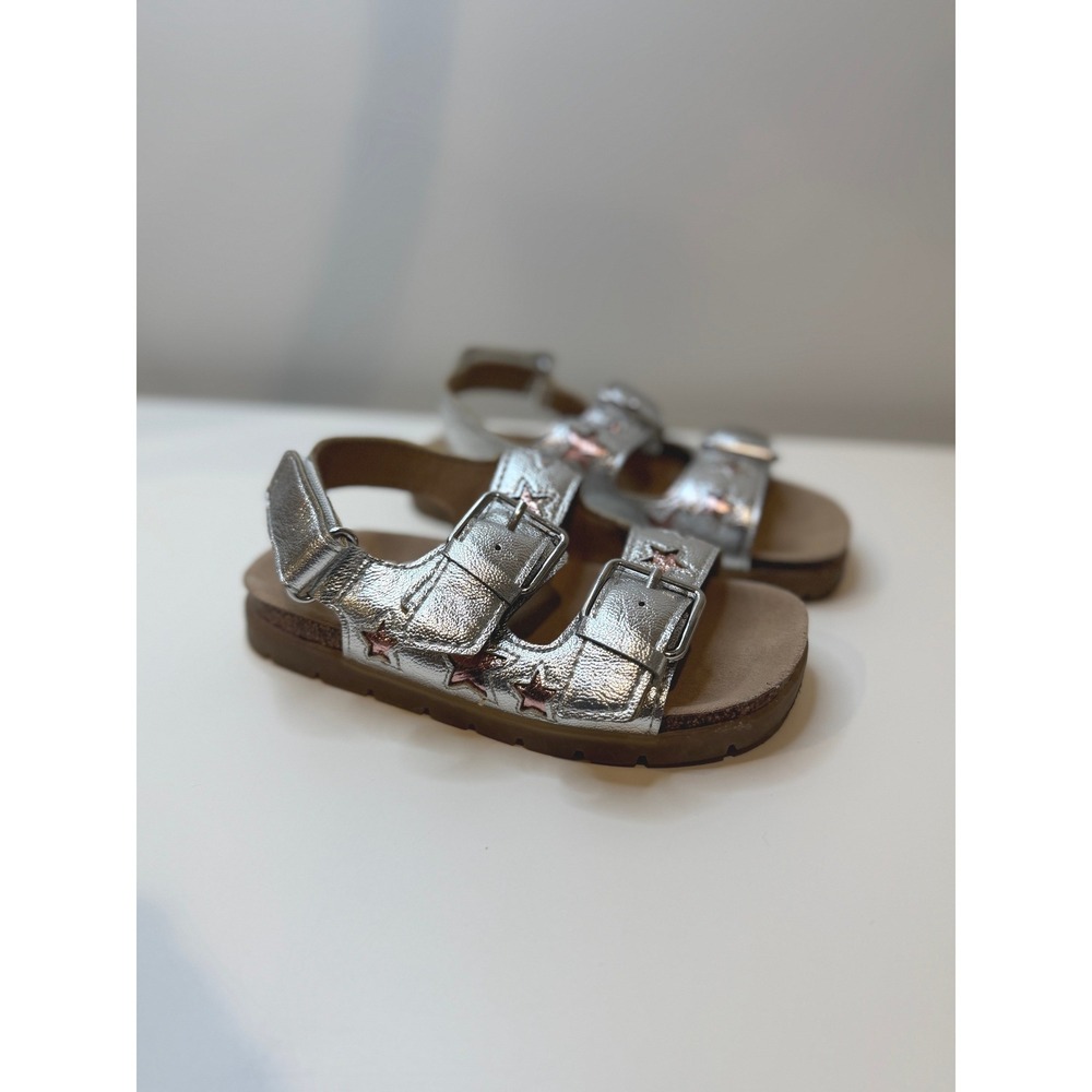 Zara Toddler Girls Metallic Star Sandals Velcro Closure Size 9